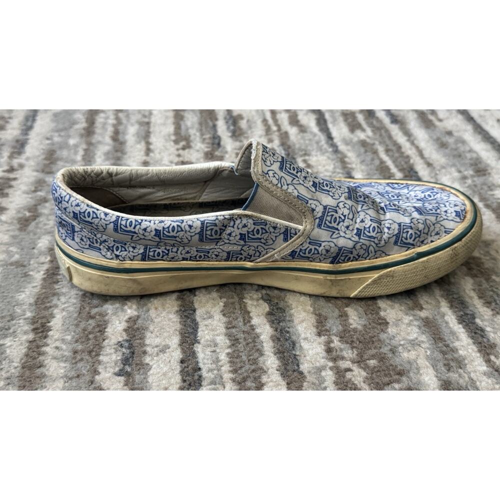 CHANEL slip-on UNIQUE sneakers blue floral Logo print size 39 Distressed - Picture 5 of 14